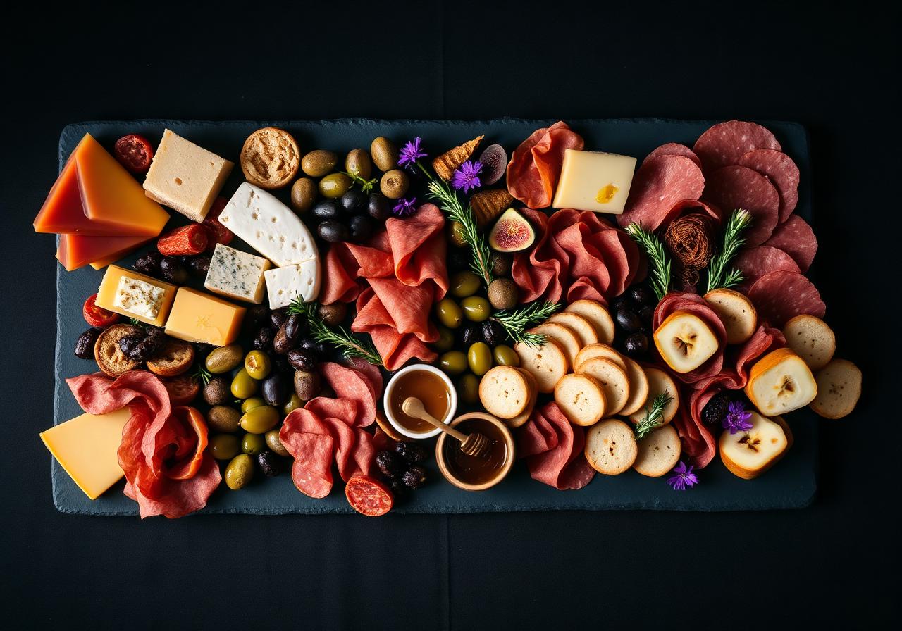 European Reserve board with Iberico ham, Prosciutto di Parma, and aged Manchego cheese.